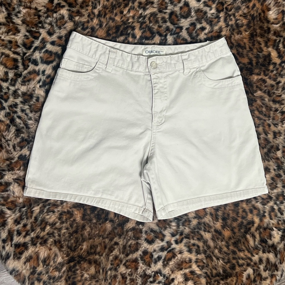 Khaki High Waisted Denim Shorts